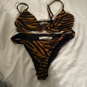 Mara Hoffman Carla Reva bikini new condition top M bottom size S tiger print